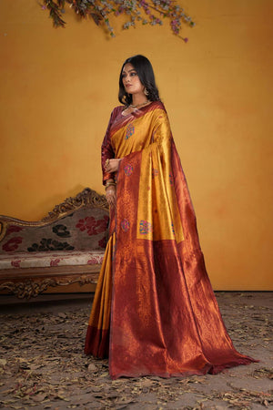 Maroon Woven Art Silk Saree