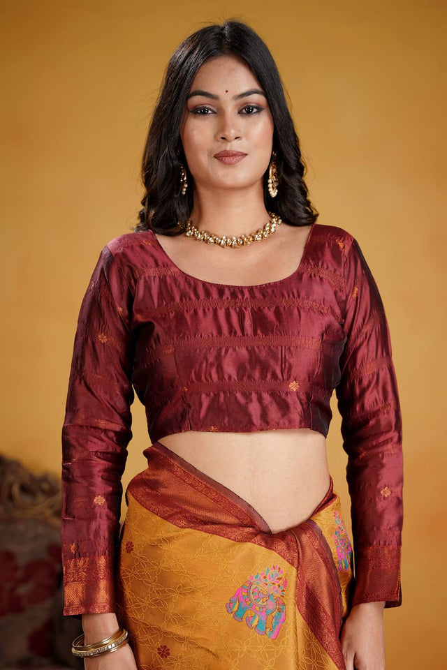 Maroon Woven Art Silk Saree