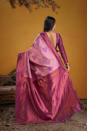 Wine Woven Art Silk Saree