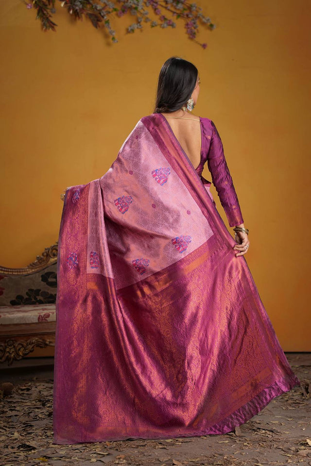 Wine Woven Art Silk Saree
