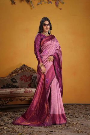 Wine Woven Art Silk Saree