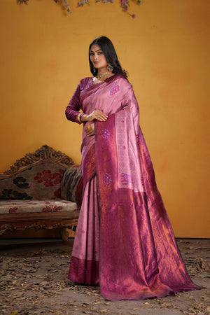 Wine Woven Art Silk Saree