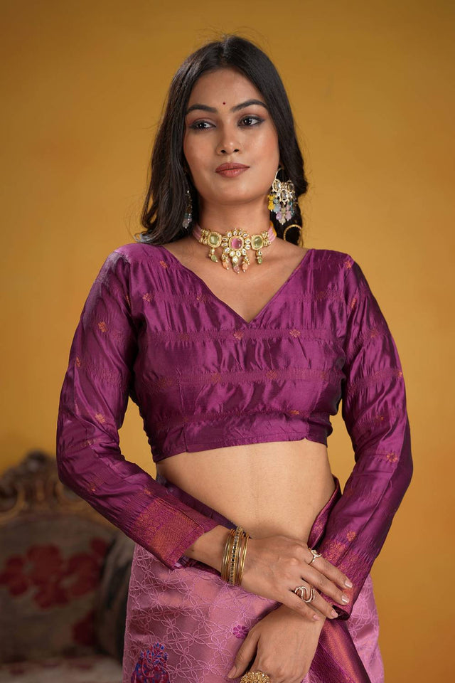 Wine Woven Art Silk Saree