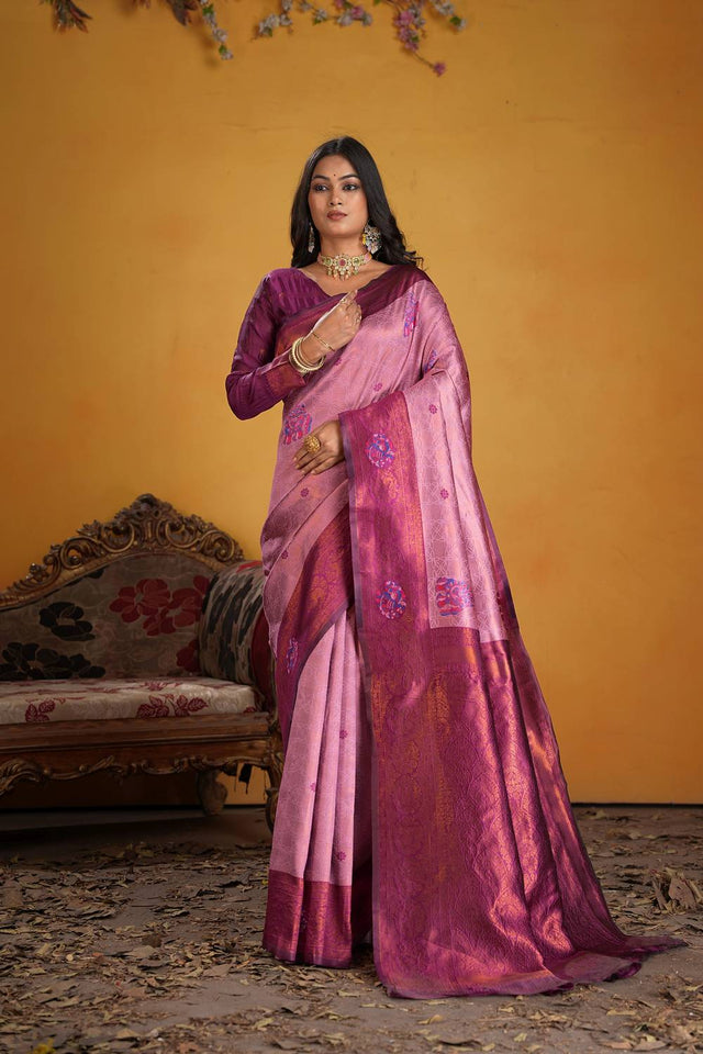 Wine Woven Art Silk Saree