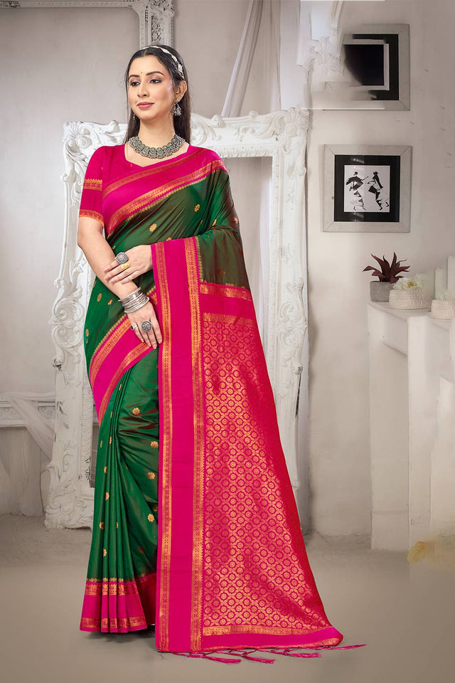 Green Woven Silk Saree