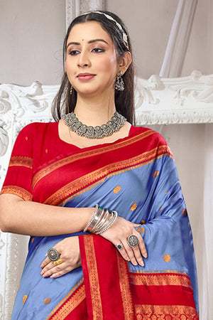 Blue Woven Silk Saree