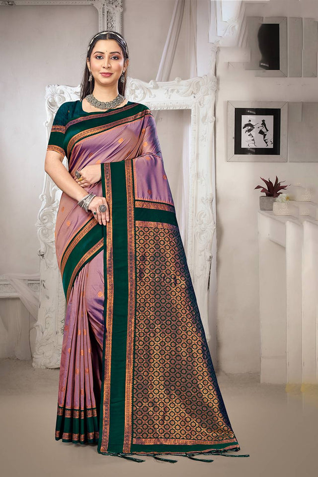 Violet Woven Silk Saree