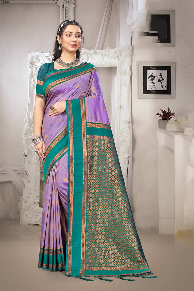 Lavender Woven Silk Saree