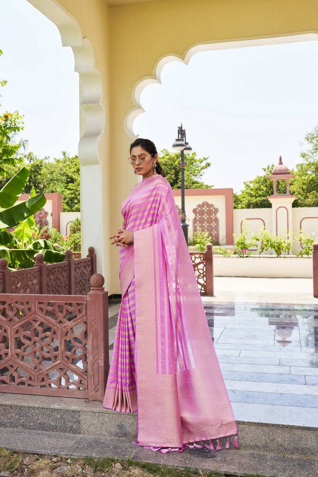 Pink Woven Georgette Saree