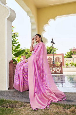 Pink Woven Georgette Saree