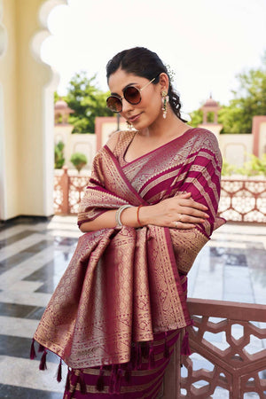 Maroon Woven Georgette Saree