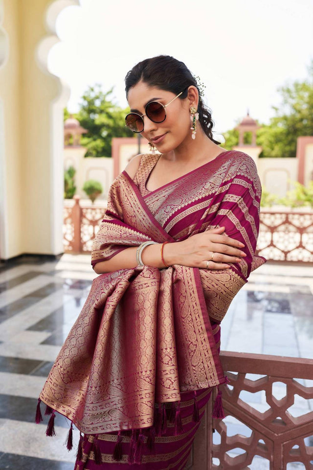 Maroon Woven Georgette Saree