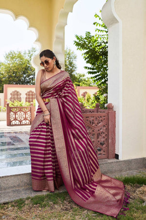 Maroon Woven Georgette Saree
