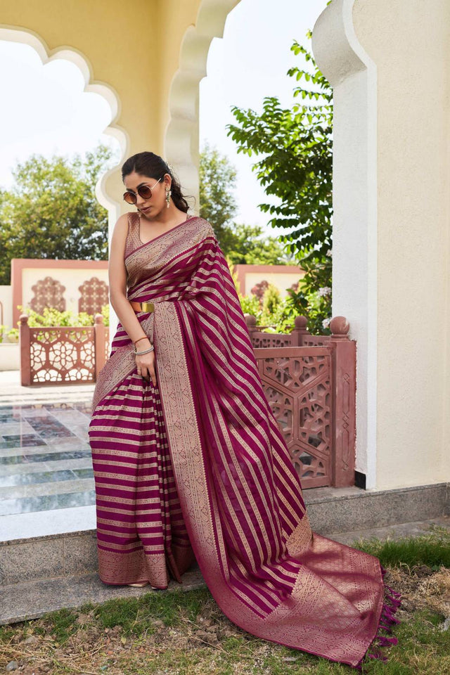 Maroon Woven Georgette Saree