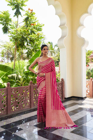 Pink Woven Georgette Saree