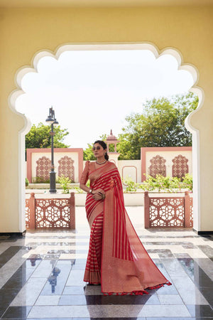 Red Woven Georgette Saree