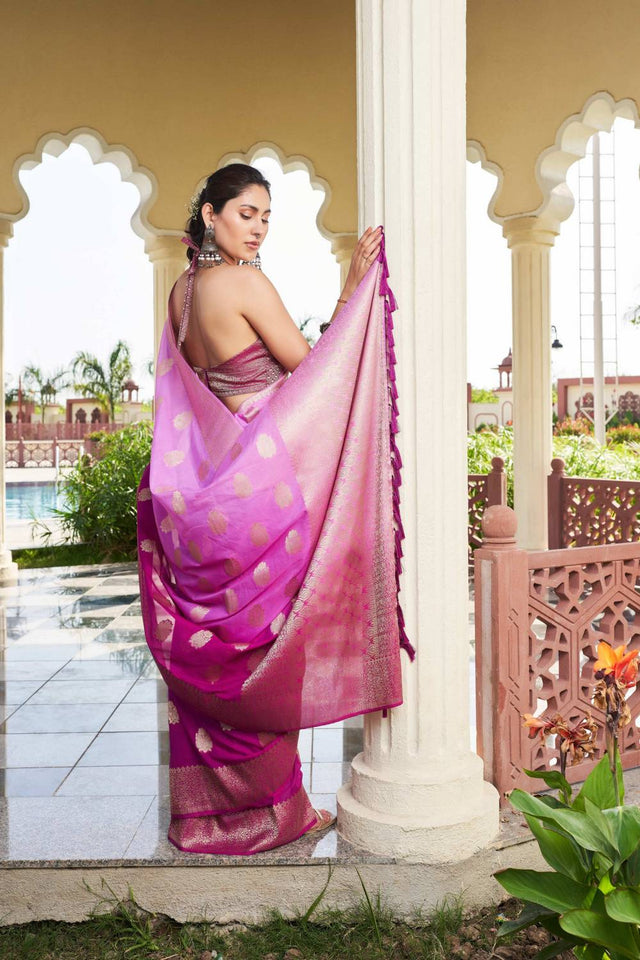 Violet Woven Georgette Saree