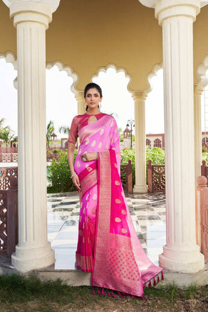 Pink Woven Georgette Saree