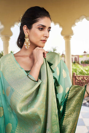 Green Woven Georgette Saree