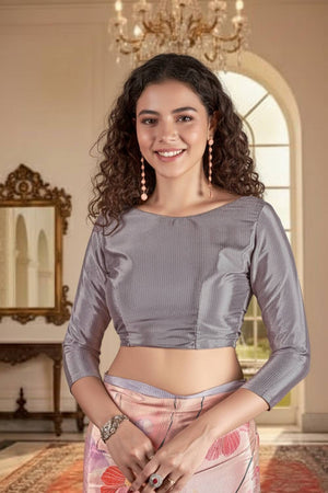 Pink Floral Printed Silk Saree