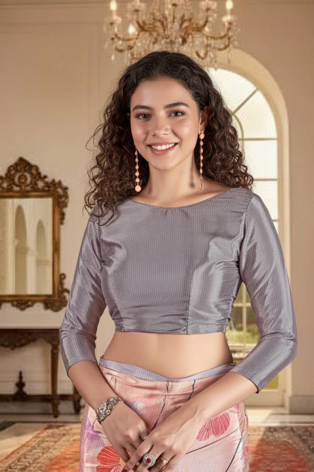 Pink Floral Printed Silk Saree