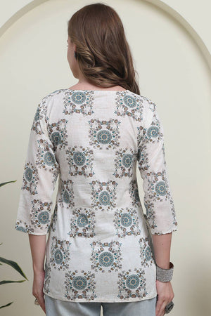 Green Printed Cotton Top