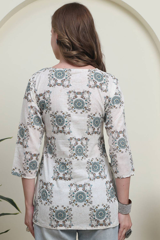 Green Printed Cotton Top