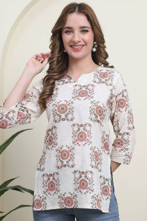 Red Printed Cotton Top