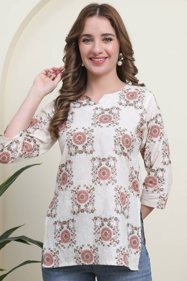 Red Printed Cotton Top