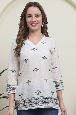 Green Printed Cotton Top