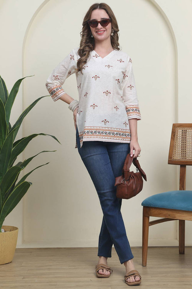 Red Printed Cotton Top