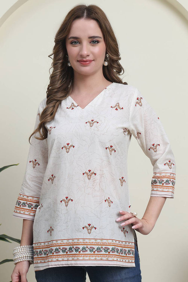 Red Printed Cotton Top