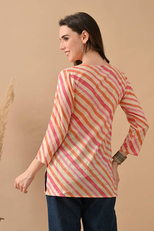 Orange Printed Cotton Top