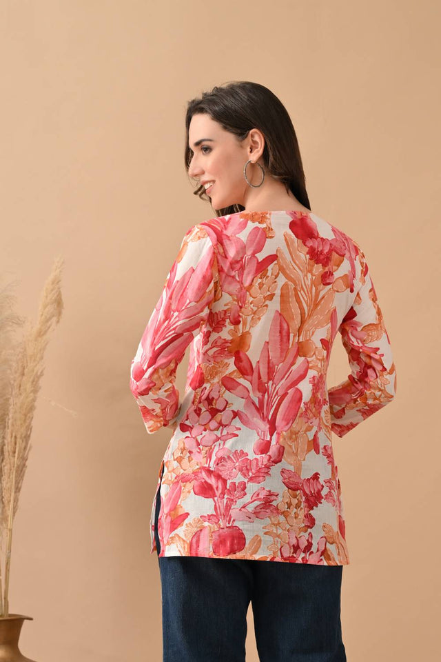 Pink Printed Cotton Top