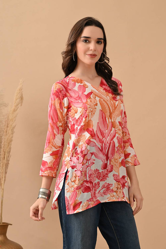 Pink Printed Cotton Top