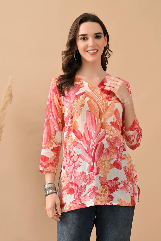 Pink Printed Cotton Top