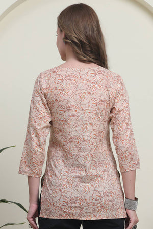 Peach Printed Cotton Top