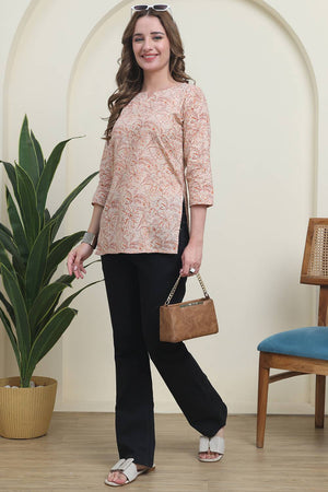 Peach Printed Cotton Top