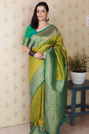 Mehendi Woven Banarasi Saree