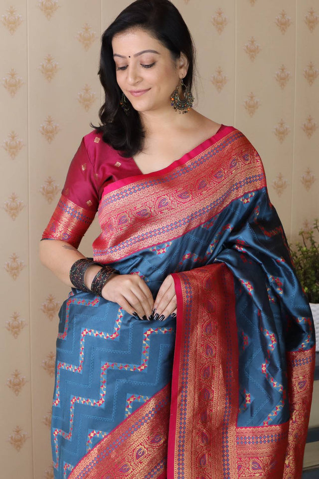 Blue Woven Banarasi Saree