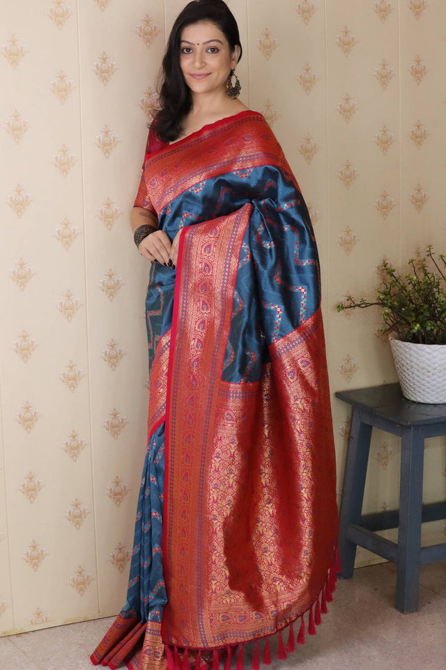 Blue Woven Banarasi Saree