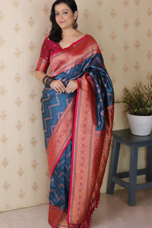 Blue Woven Banarasi Saree