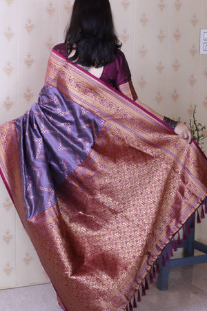 Lavender Woven Banarasi Saree