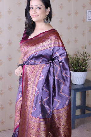 Lavender Woven Banarasi Saree