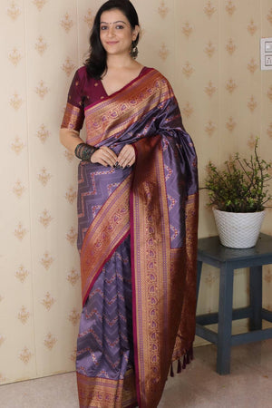 Lavender Woven Banarasi Saree