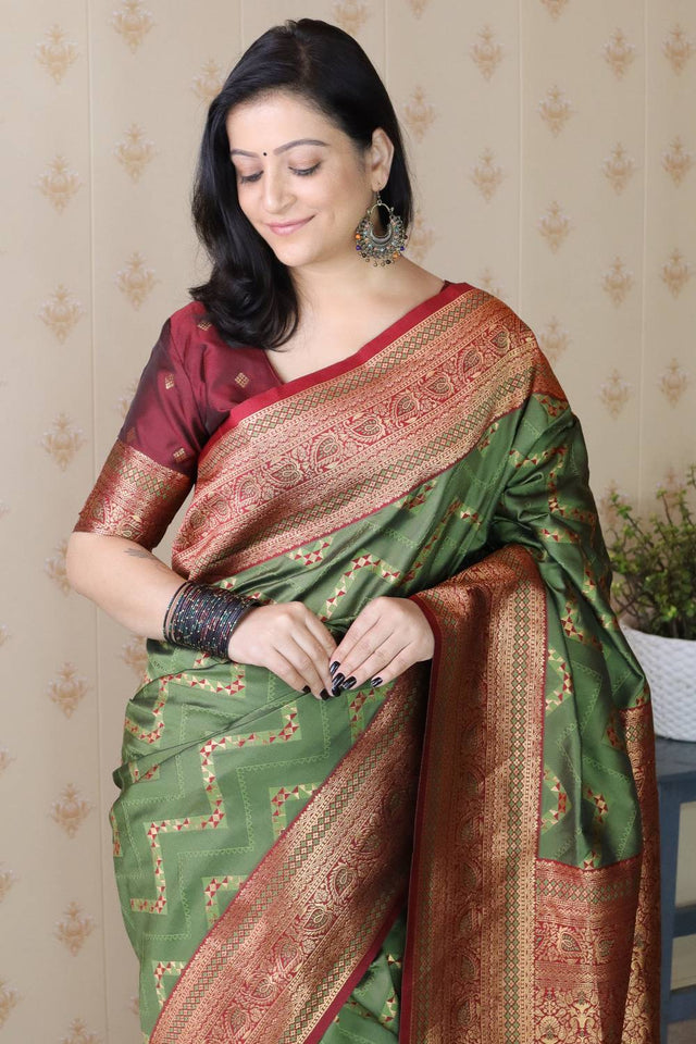 Green Woven Banarasi Saree