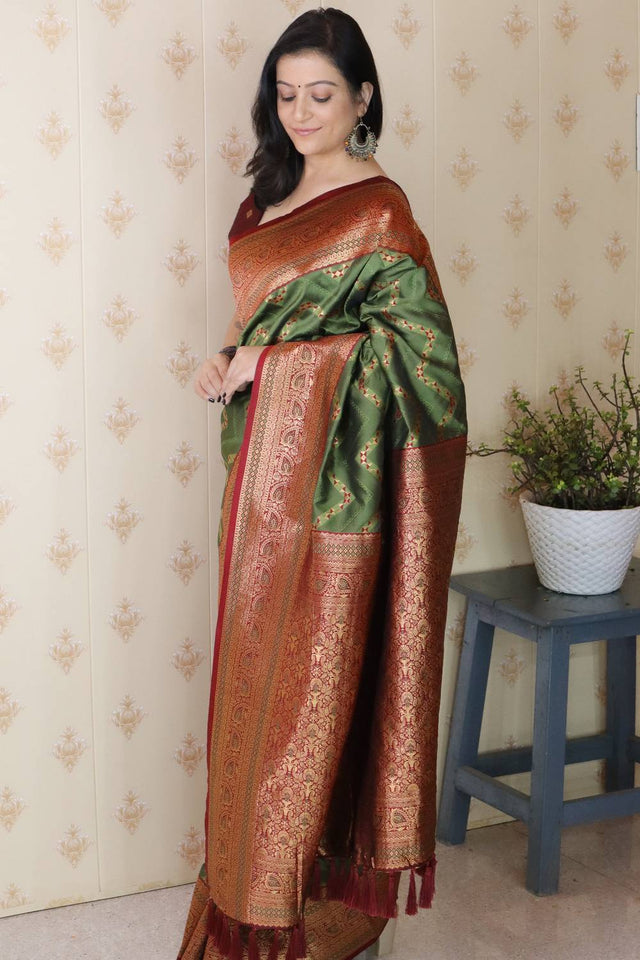 Green Woven Banarasi Saree