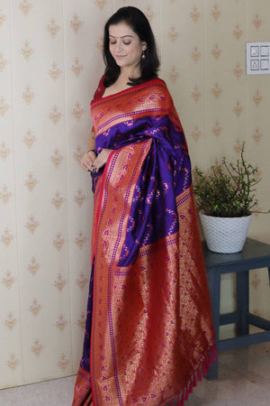 Violet Woven Banarasi Saree