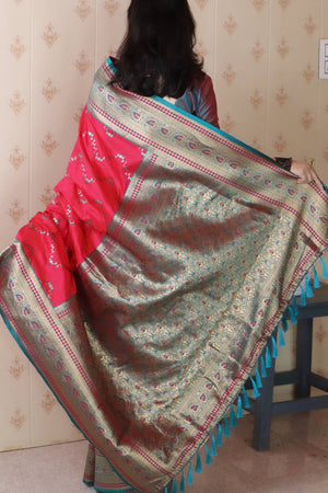 Pink Woven Banarasi Saree
