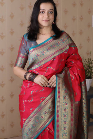 Pink Woven Banarasi Saree